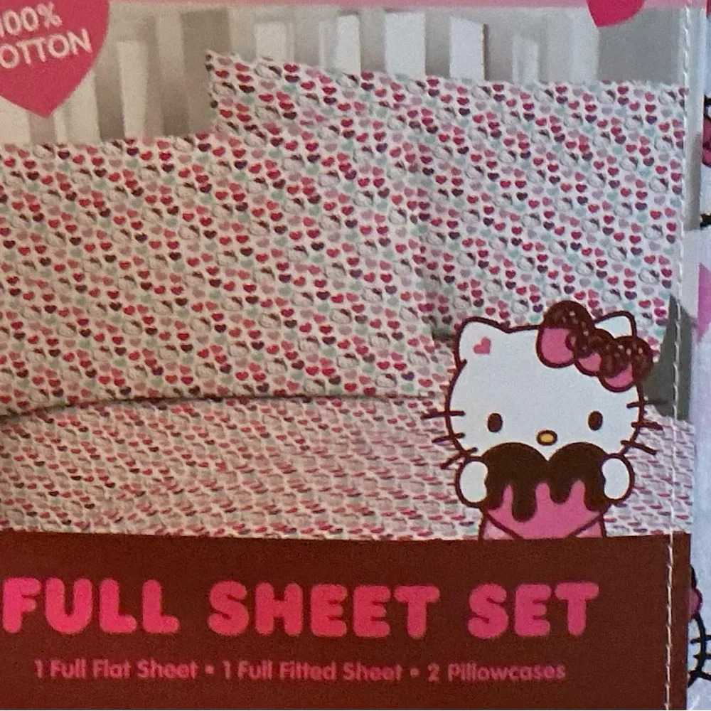 Hello Kitty Full Sheet Set with Hearts